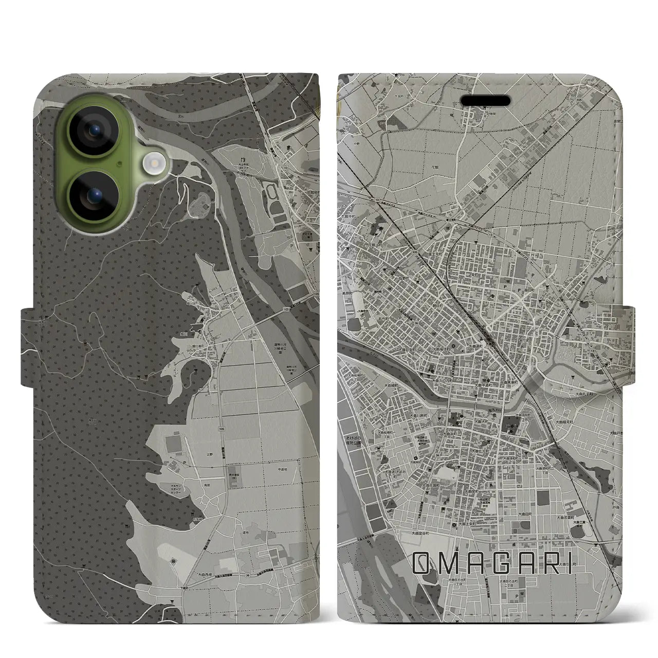 【大曲(秋田県)】地図柄iPhoneケース(手帳タイプ)