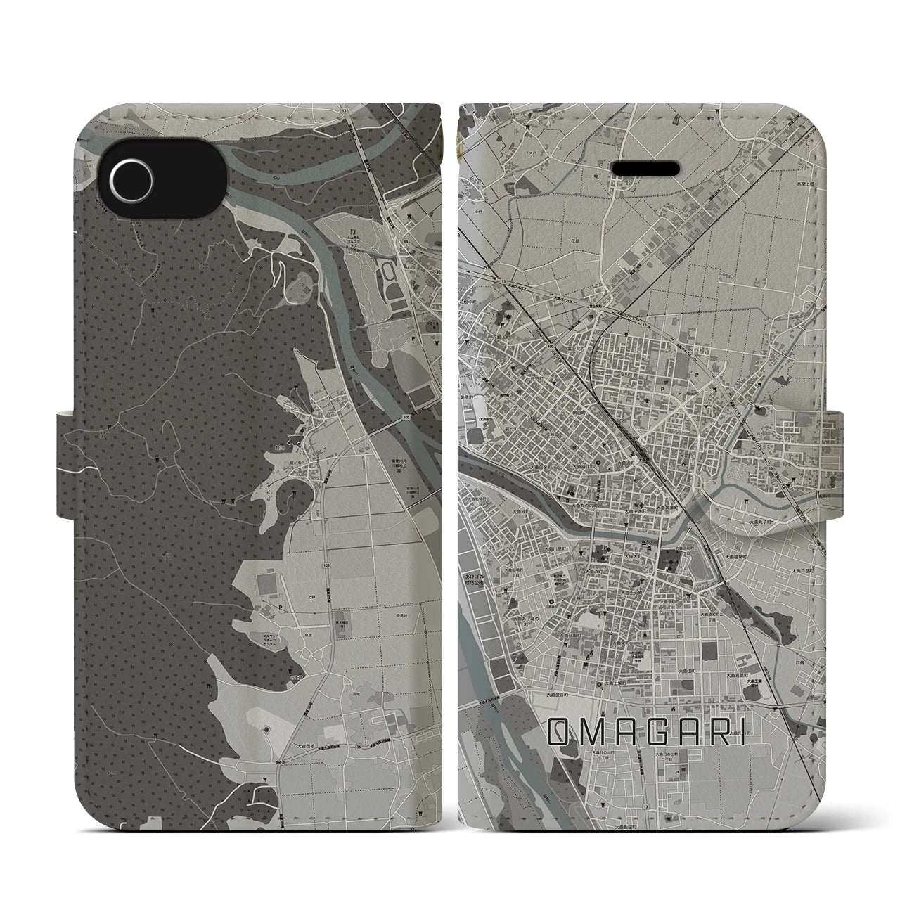 【大曲(秋田県)】地図柄iPhoneケース(手帳タイプ)