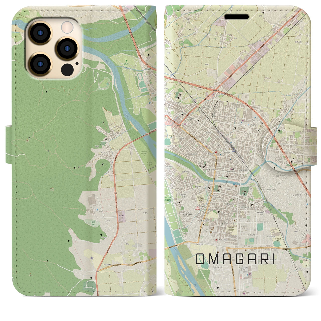 【大曲(秋田県)】地図柄iPhoneケース(手帳タイプ)