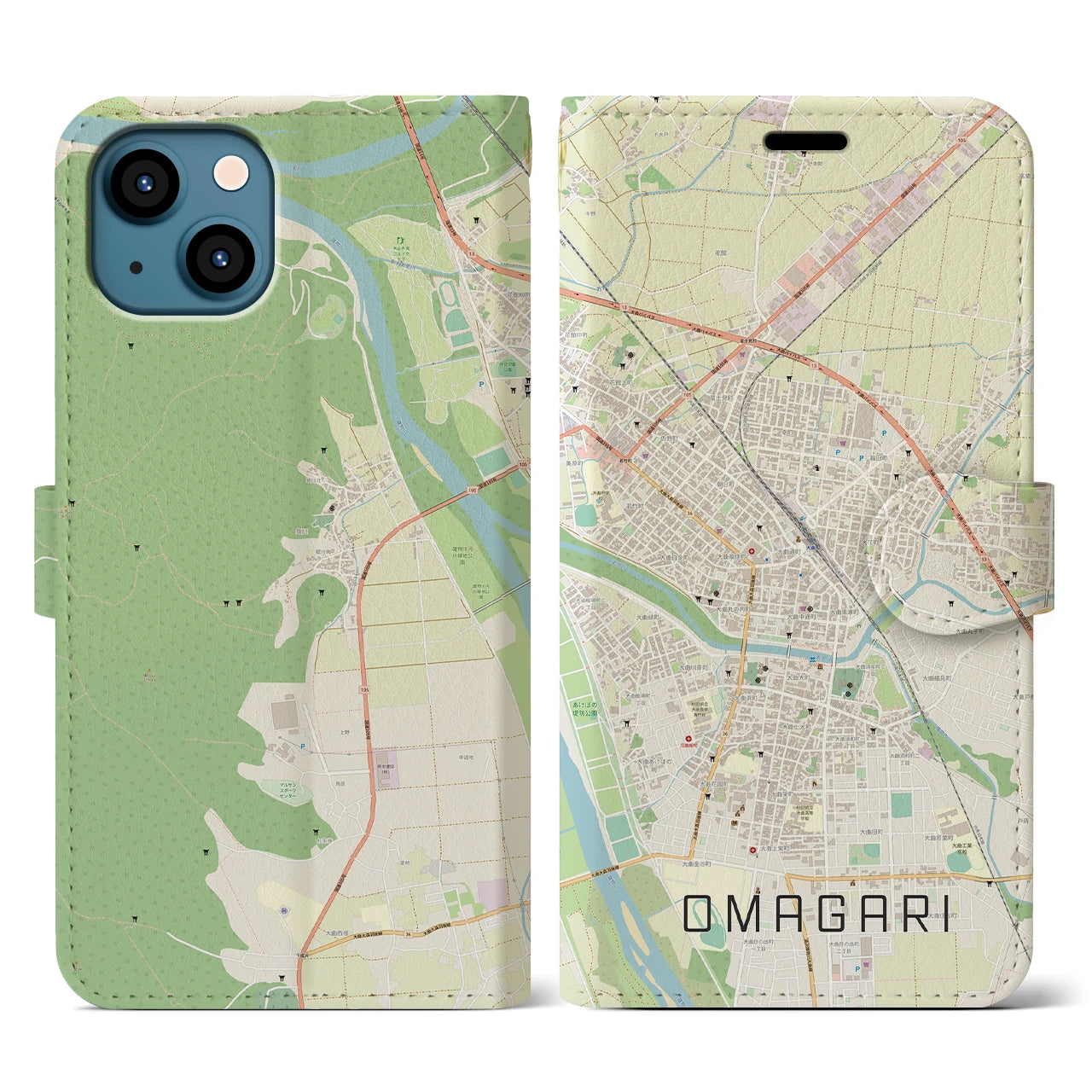 【大曲(秋田県)】地図柄iPhoneケース(手帳タイプ)