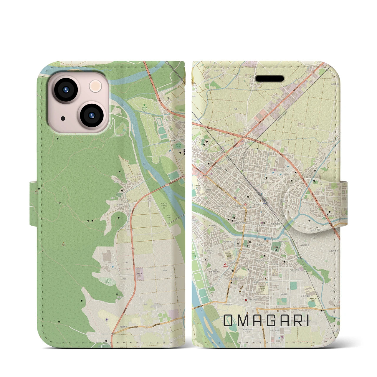 【大曲(秋田県)】地図柄iPhoneケース(手帳タイプ)