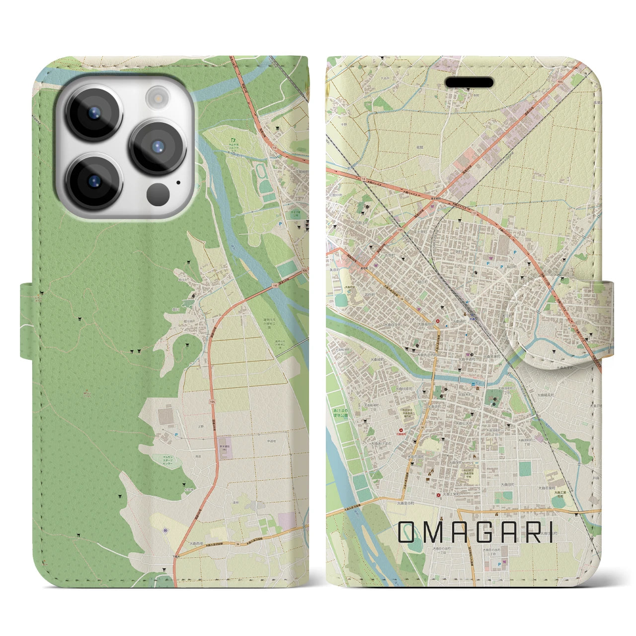 【大曲(秋田県)】地図柄iPhoneケース(手帳タイプ)