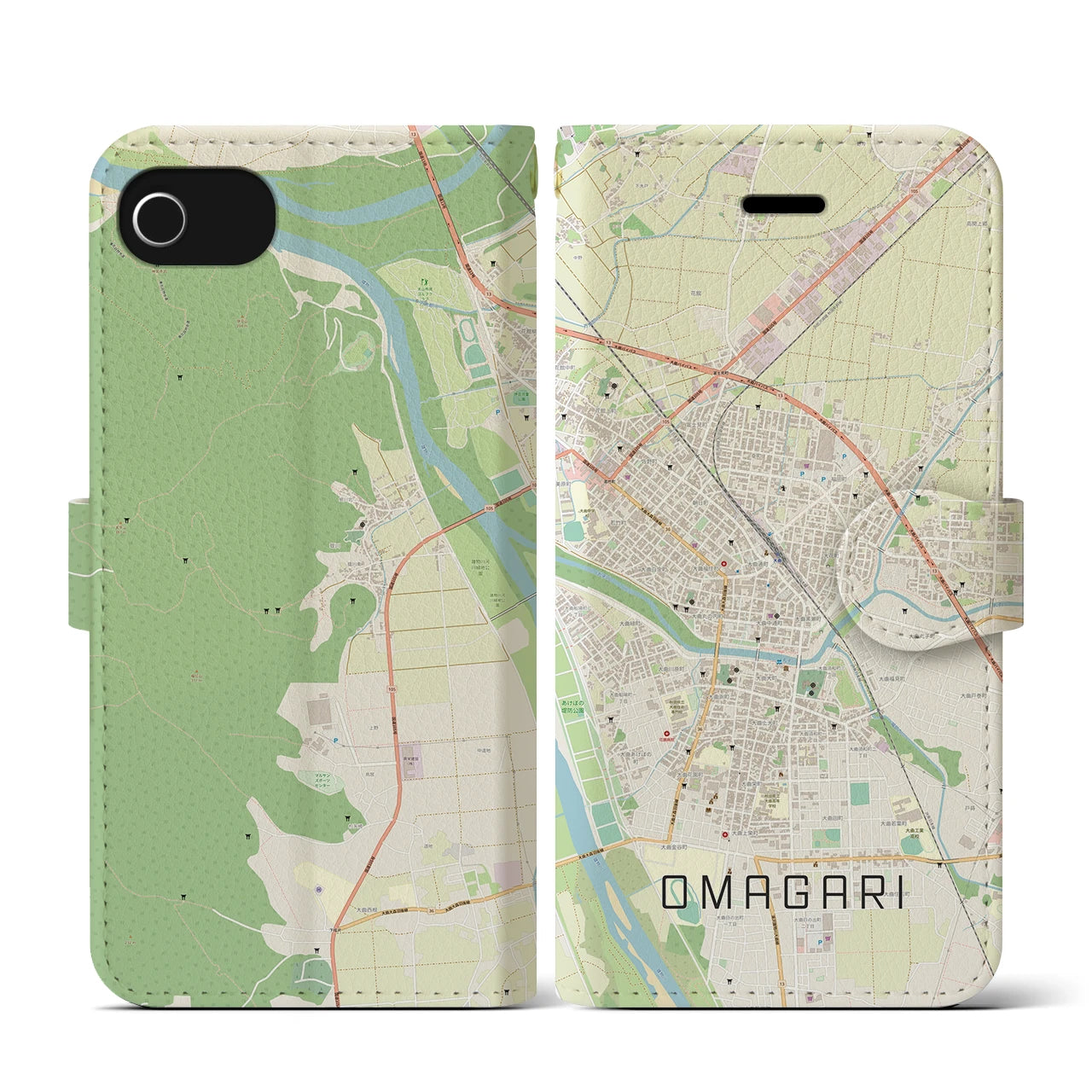 【大曲(秋田県)】地図柄iPhoneケース(手帳タイプ)