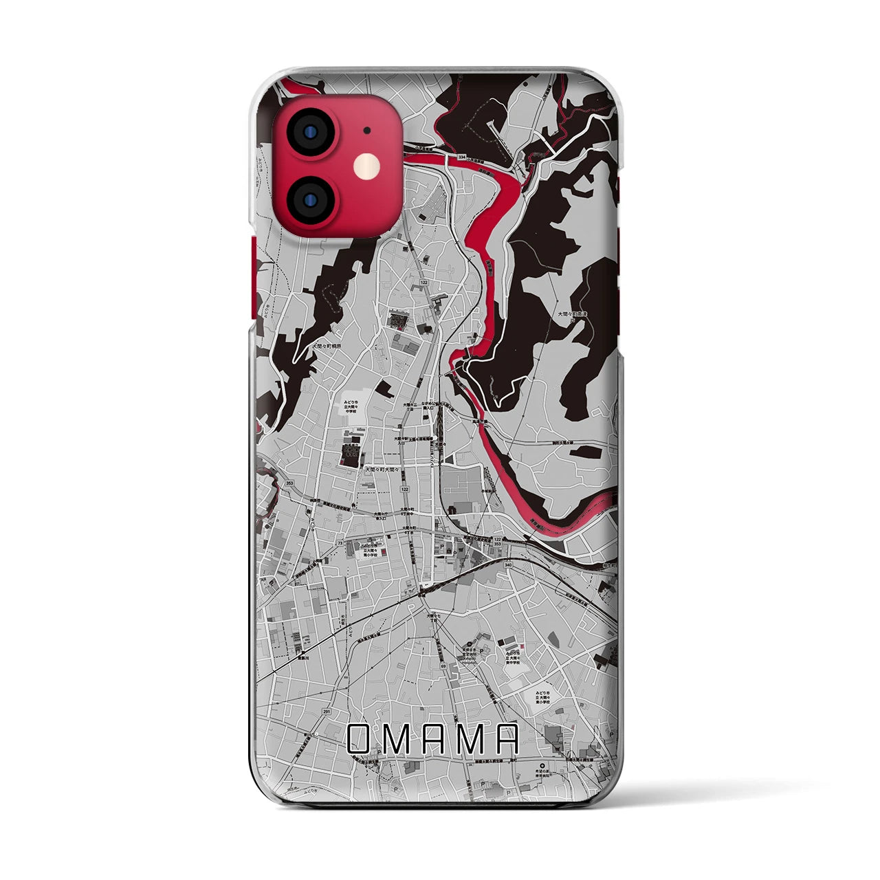 【大間々(群馬県)】地図柄iPhoneケース(クリアタイプ)