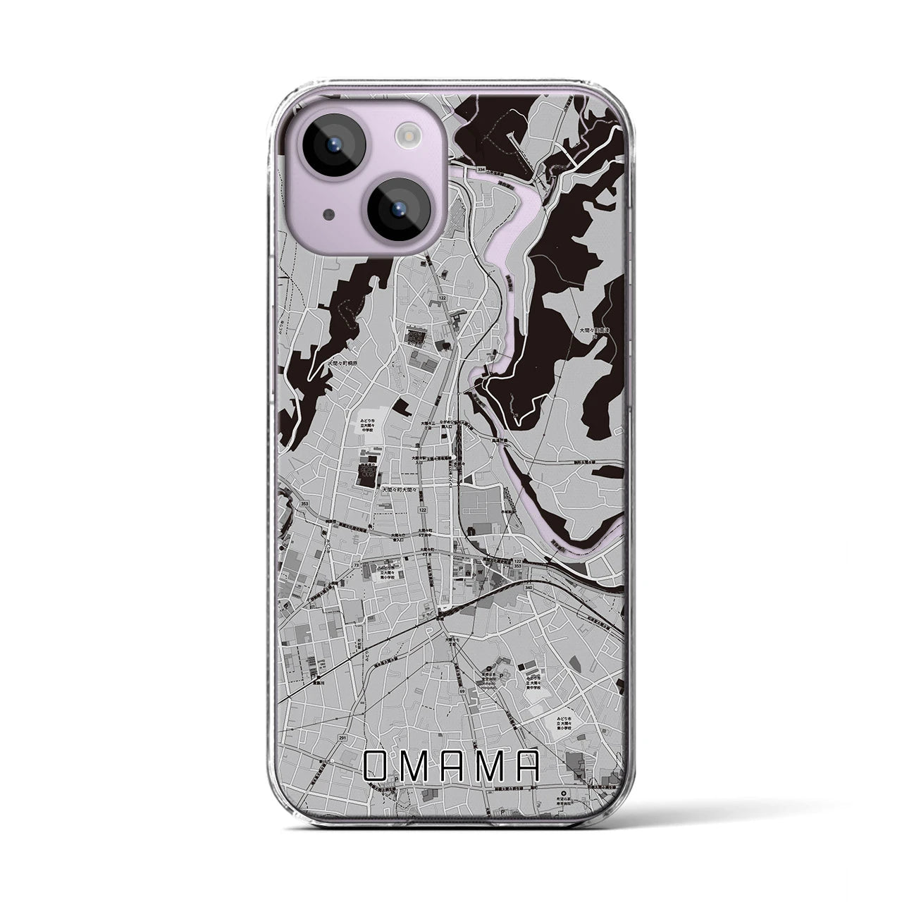 【大間々(群馬県)】地図柄iPhoneケース(クリアタイプ)