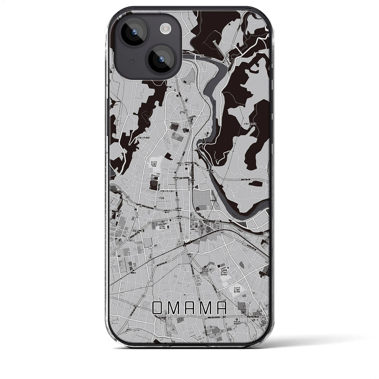 【大間々(群馬県)】地図柄iPhoneケース(クリアタイプ)