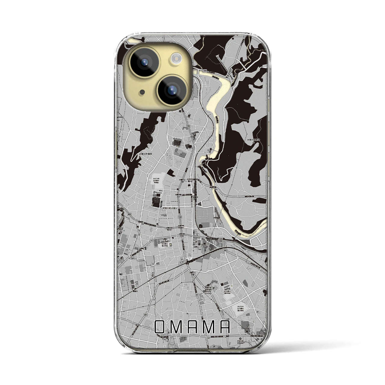 【大間々(群馬県)】地図柄iPhoneケース(クリアタイプ)