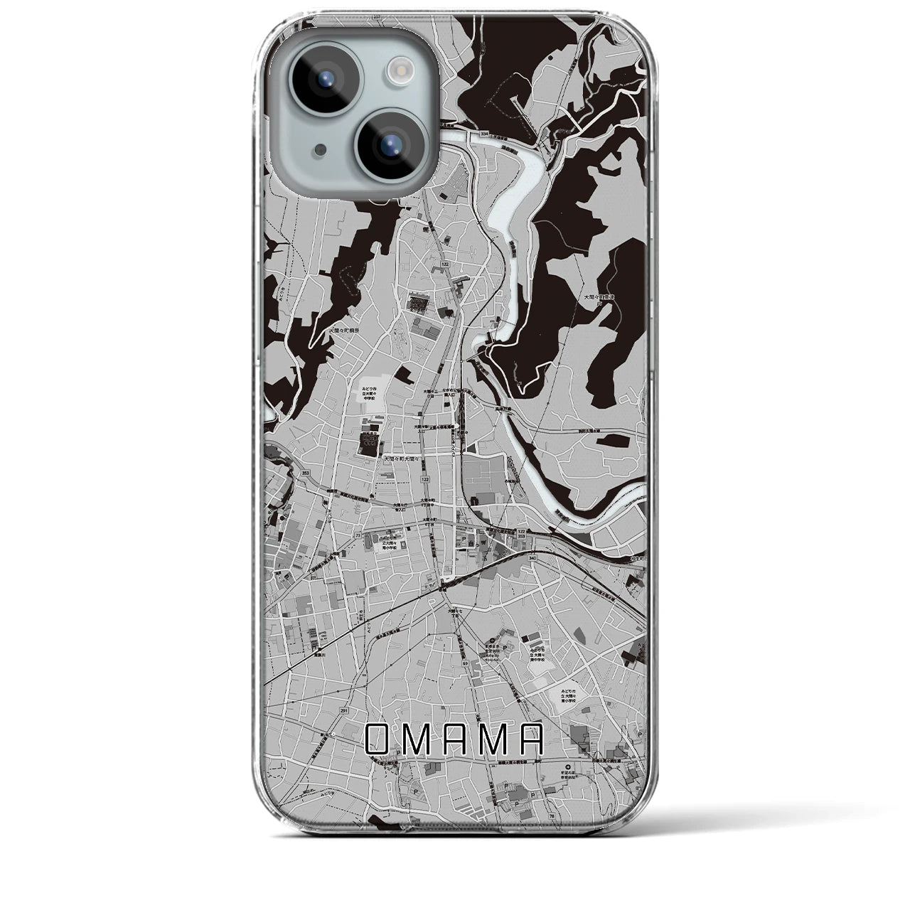 【大間々(群馬県)】地図柄iPhoneケース(クリアタイプ)