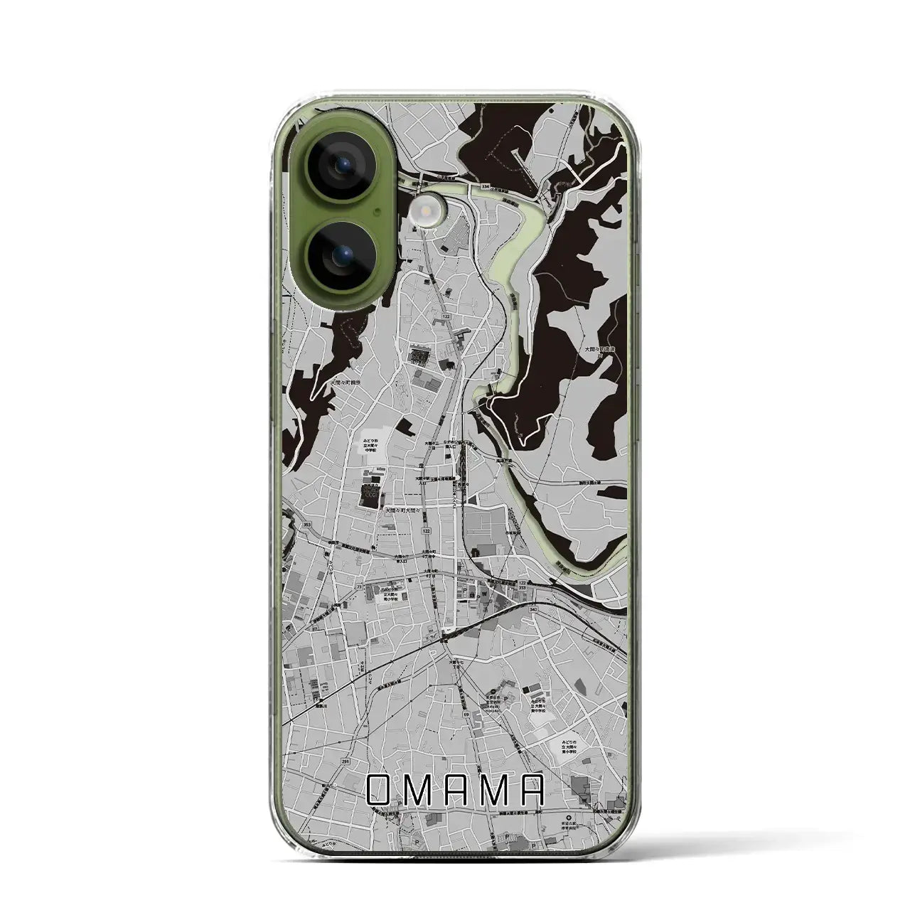 【大間々(群馬県)】地図柄iPhoneケース(クリアタイプ)