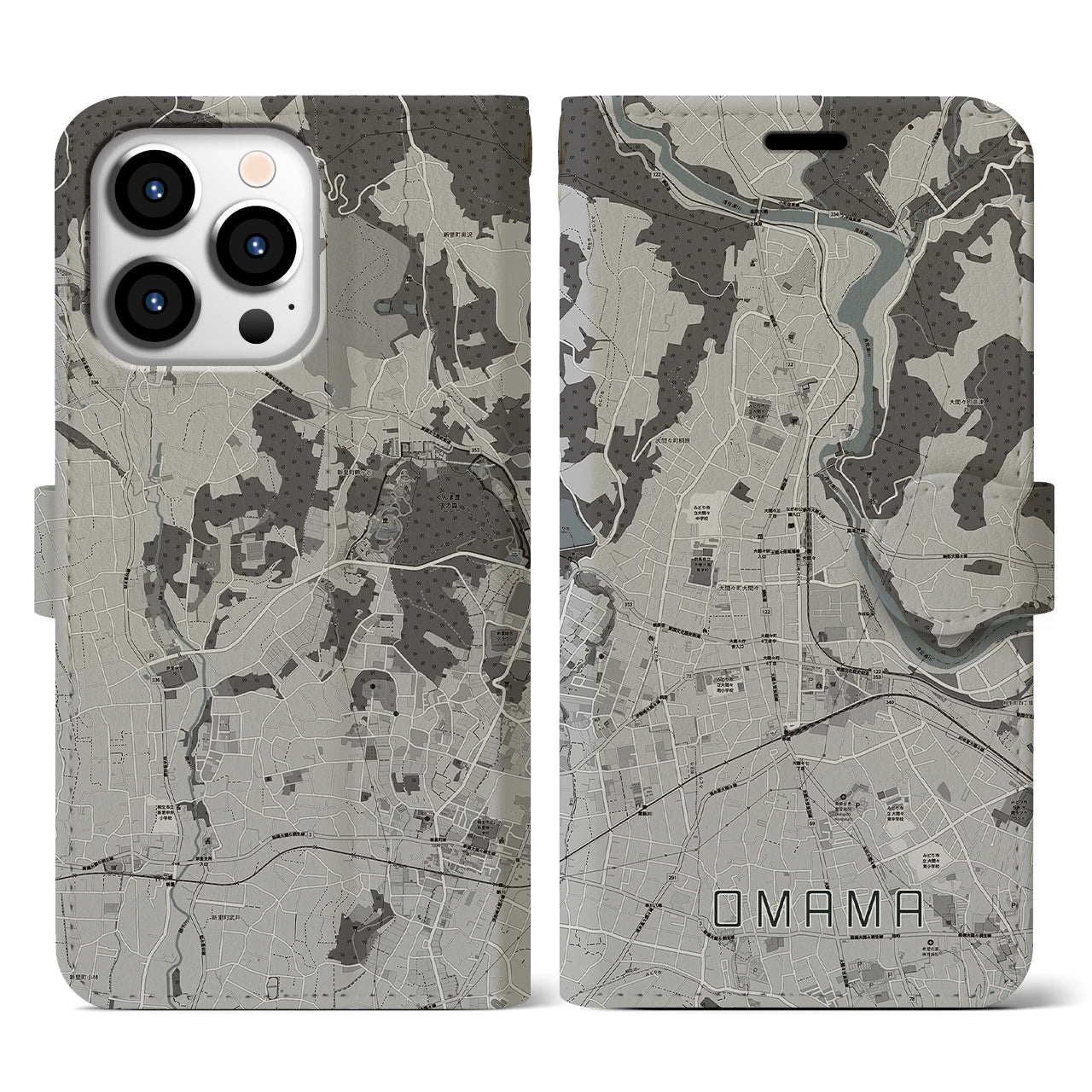 【大間々(群馬県)】地図柄iPhoneケース(手帳タイプ)