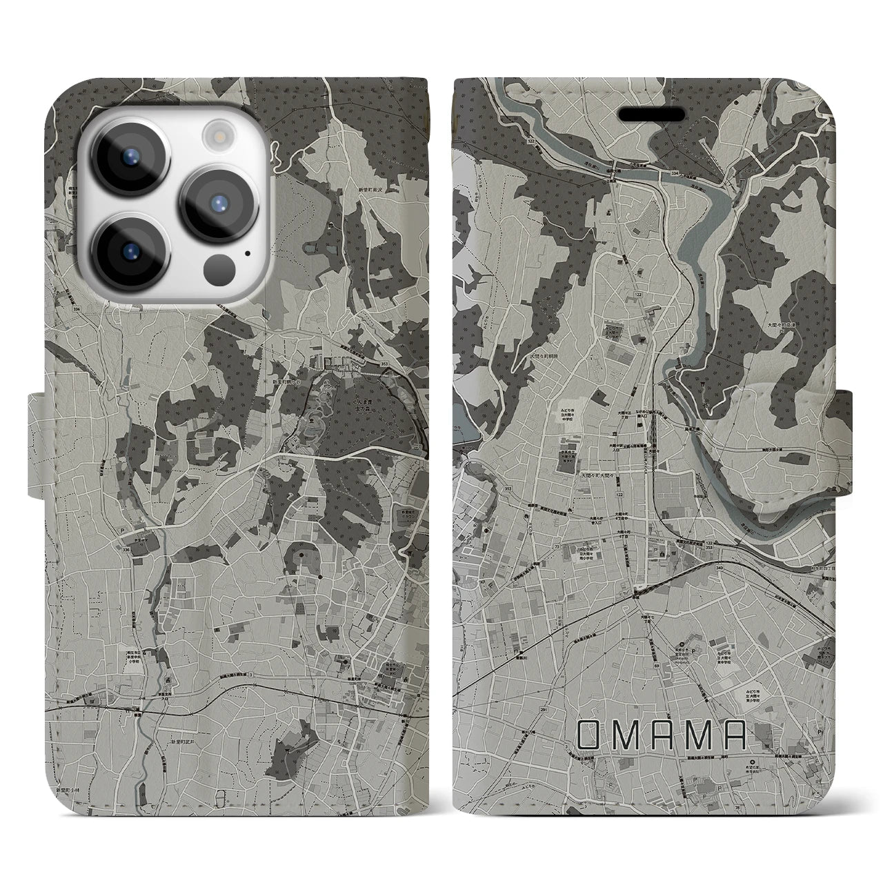 【大間々(群馬県)】地図柄iPhoneケース(手帳タイプ)