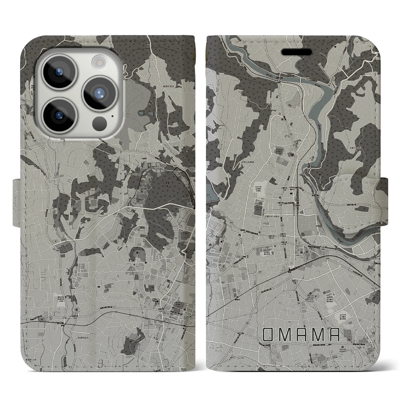 【大間々(群馬県)】地図柄iPhoneケース(手帳タイプ)