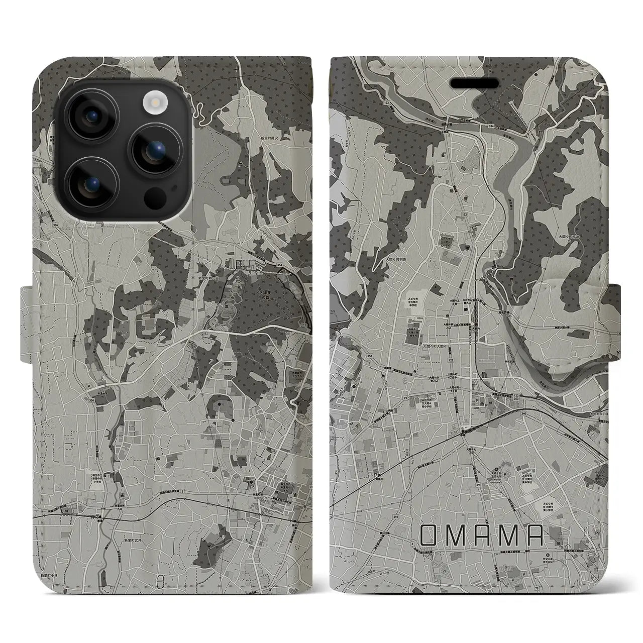 【大間々(群馬県)】地図柄iPhoneケース(手帳タイプ)