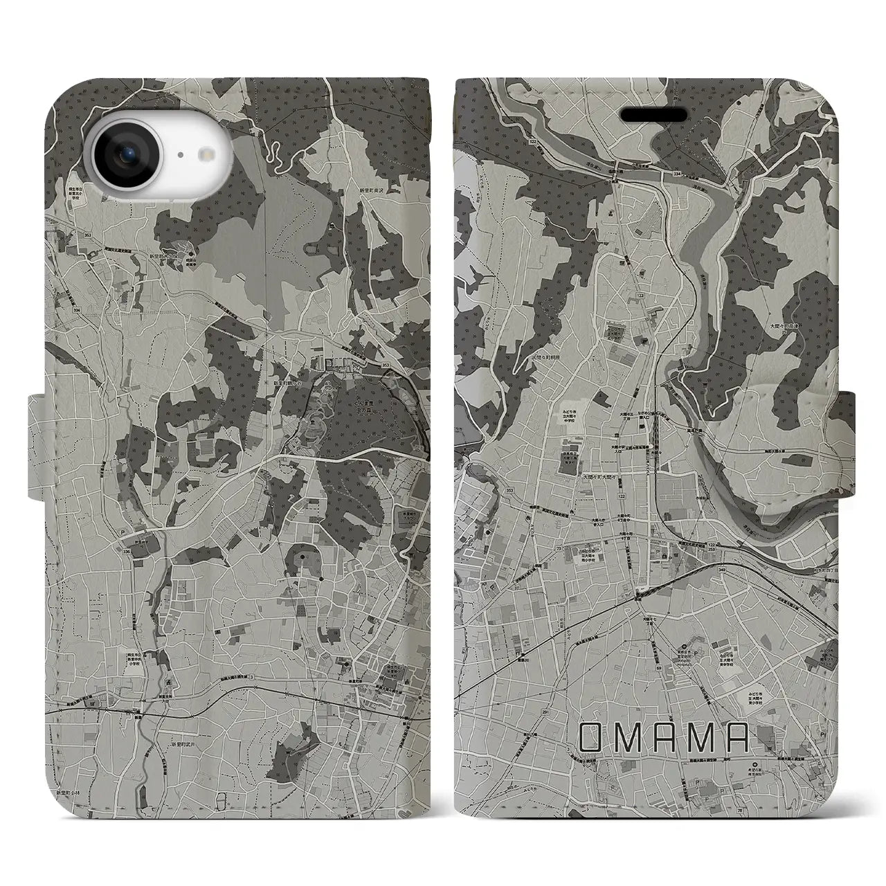 【大間々(群馬県)】地図柄iPhoneケース(手帳タイプ)