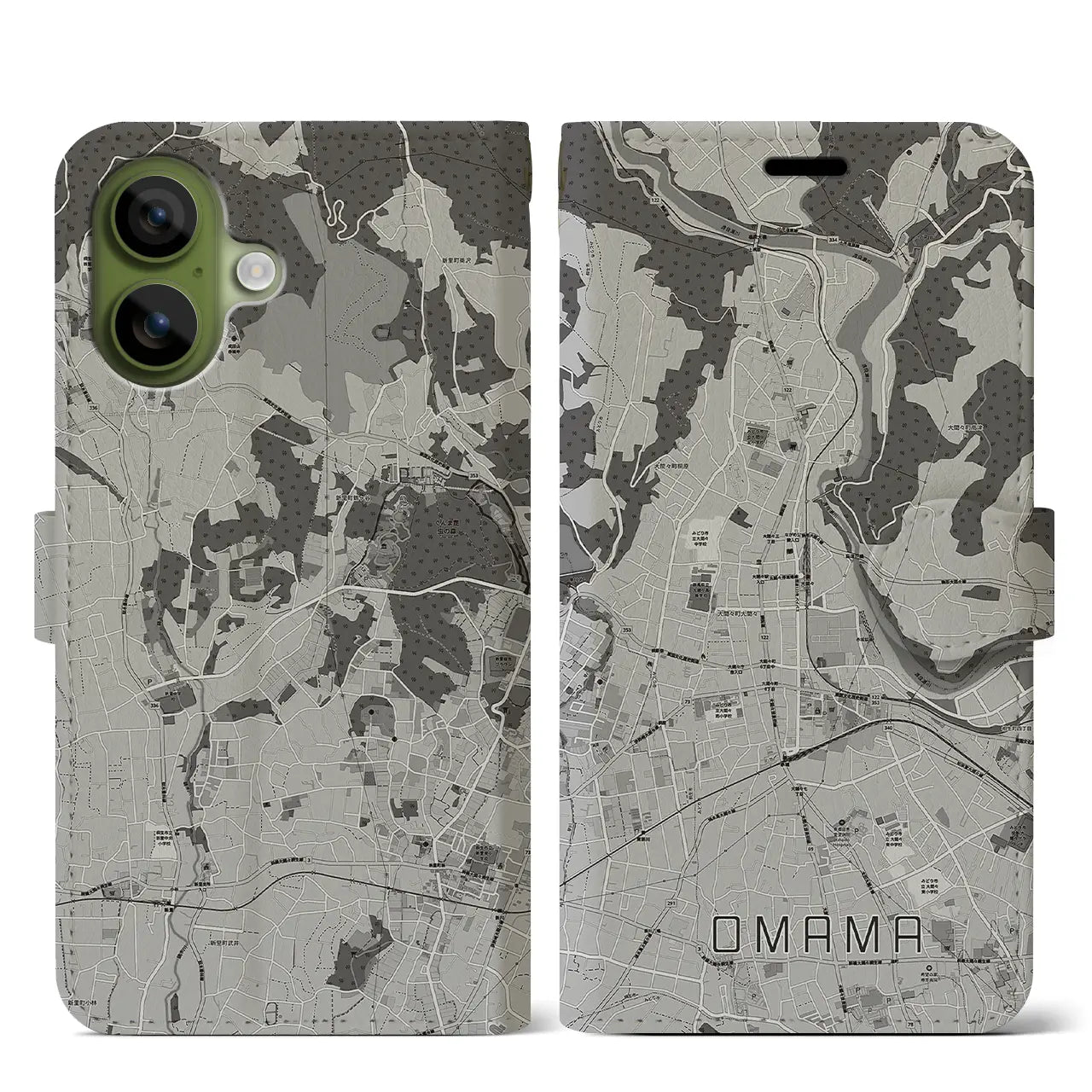 【大間々(群馬県)】地図柄iPhoneケース(手帳タイプ)