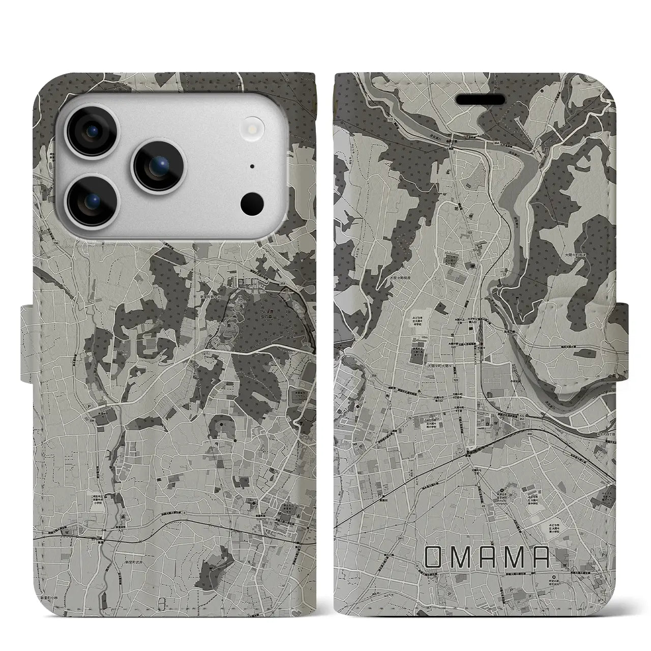 【大間々(群馬県)】地図柄iPhoneケース(手帳タイプ)