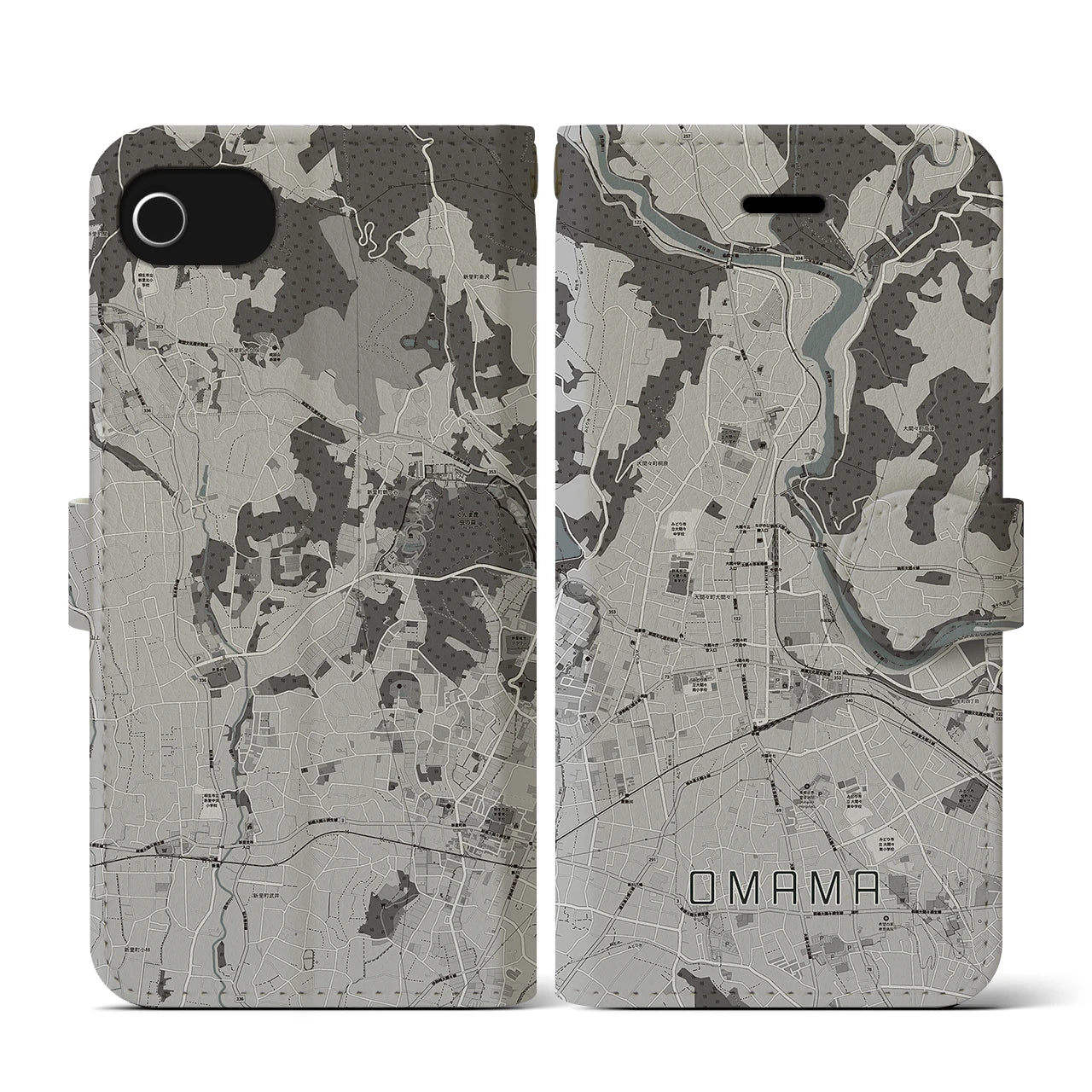 【大間々(群馬県)】地図柄iPhoneケース(手帳タイプ)