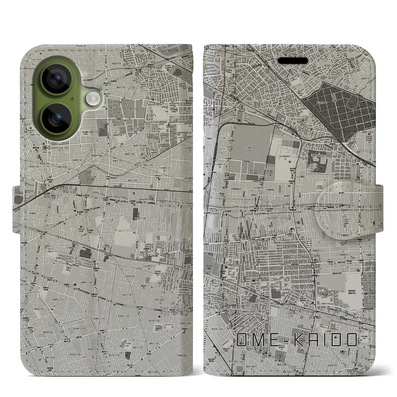 【青梅街道(東京都)】地図柄iPhoneケース(手帳タイプ)