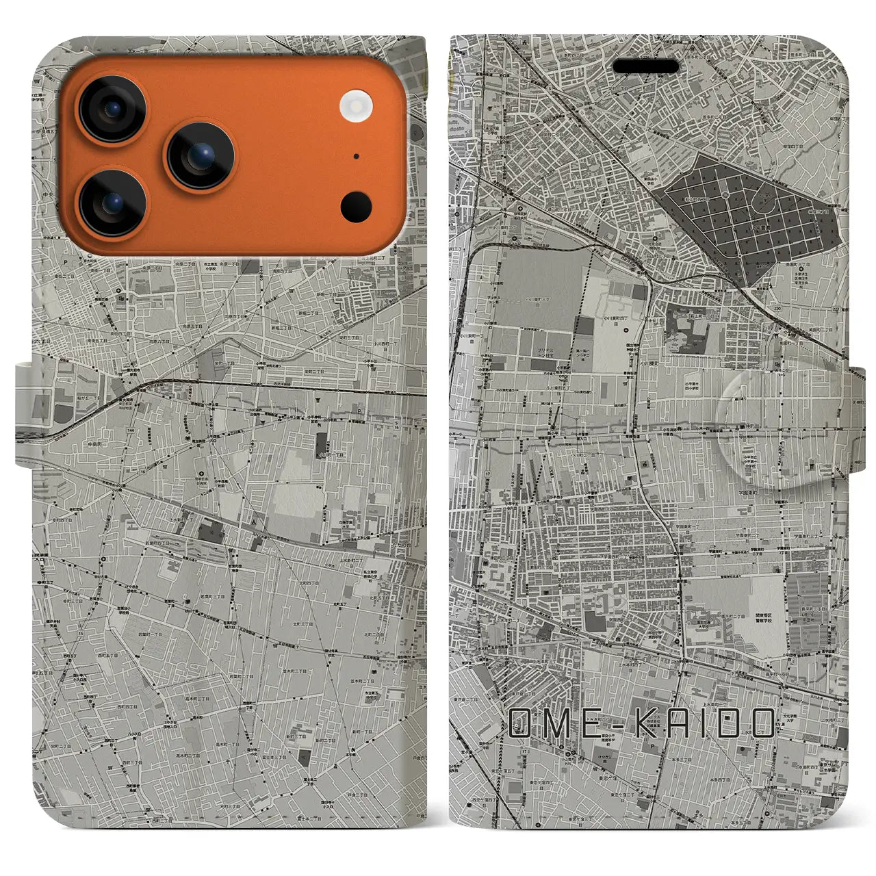 【青梅街道(東京都)】地図柄iPhoneケース(手帳タイプ)