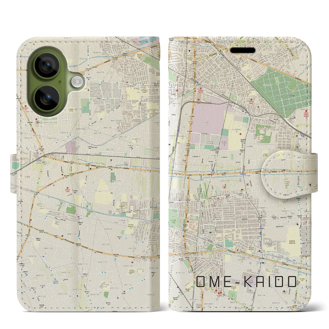 【青梅街道(東京都)】地図柄iPhoneケース(手帳タイプ)ナチュラル・iPhone 17 Pro Max 用