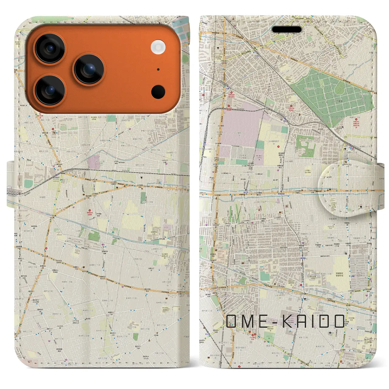 【青梅街道(東京都)】地図柄iPhoneケース(手帳タイプ)