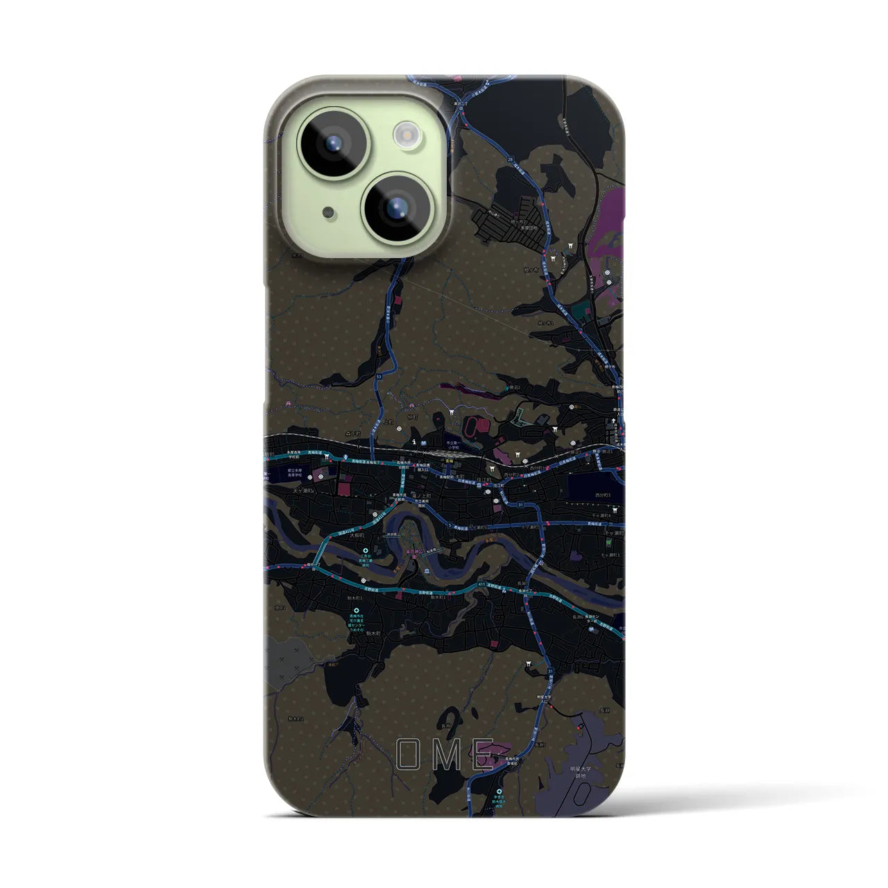 【青梅(東京都)】地図柄iPhoneケース(バックカバータイプ)