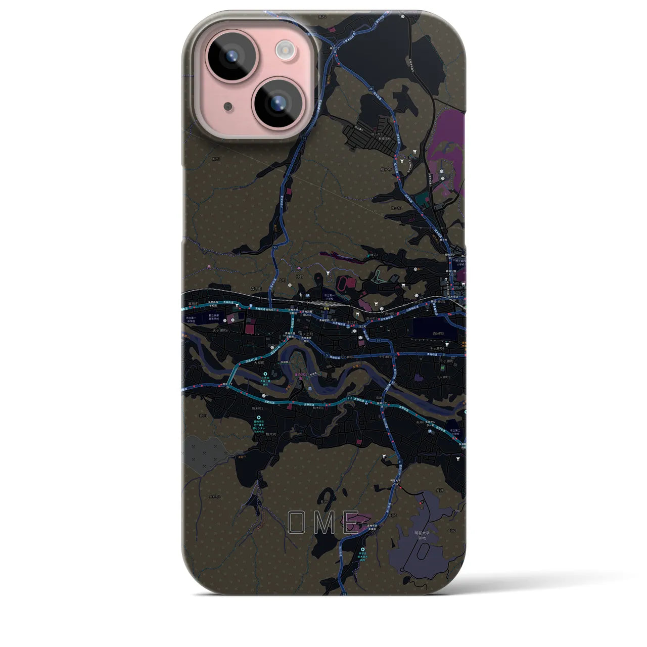【青梅(東京都)】地図柄iPhoneケース(バックカバータイプ)