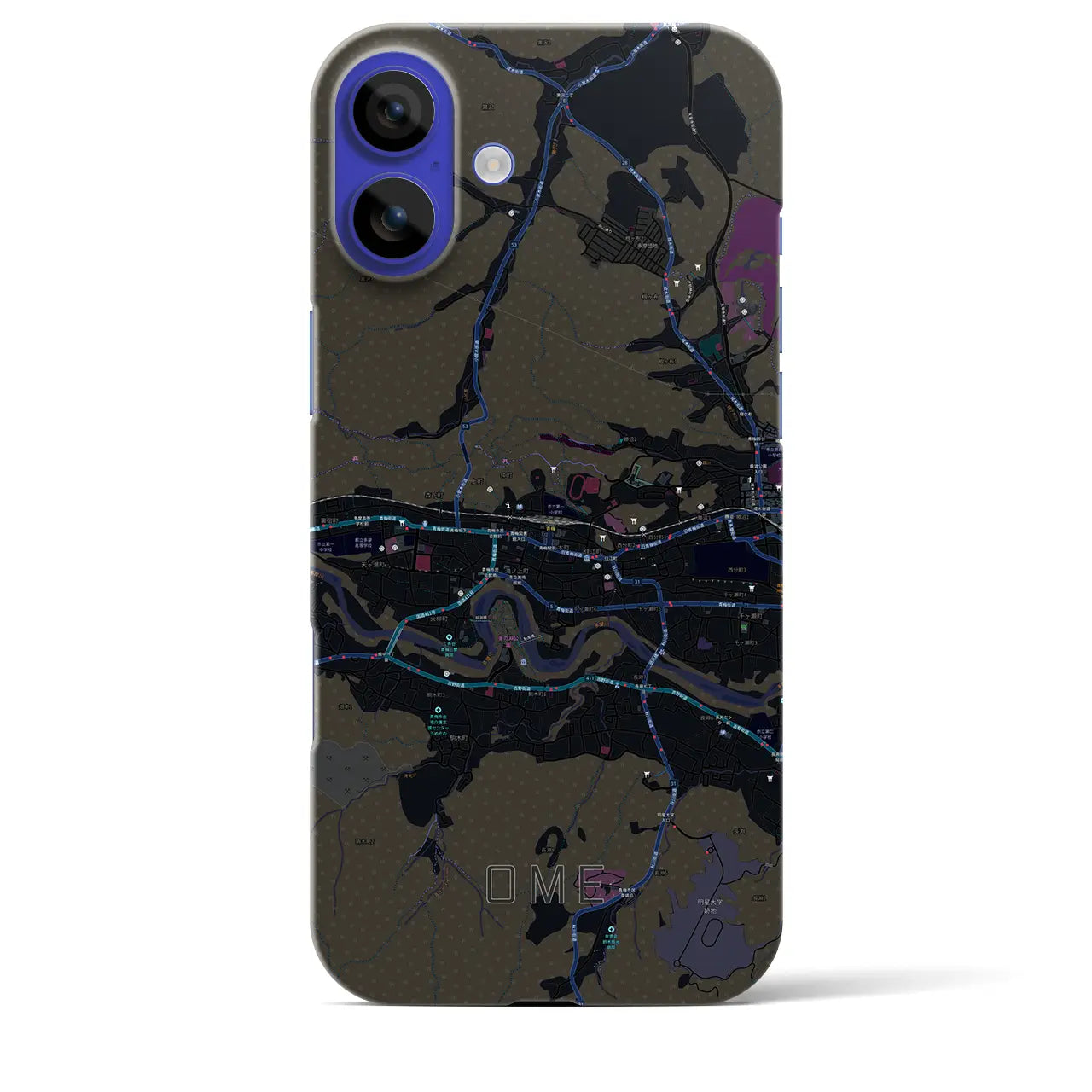 【青梅(東京都)】地図柄iPhoneケース(バックカバータイプ)