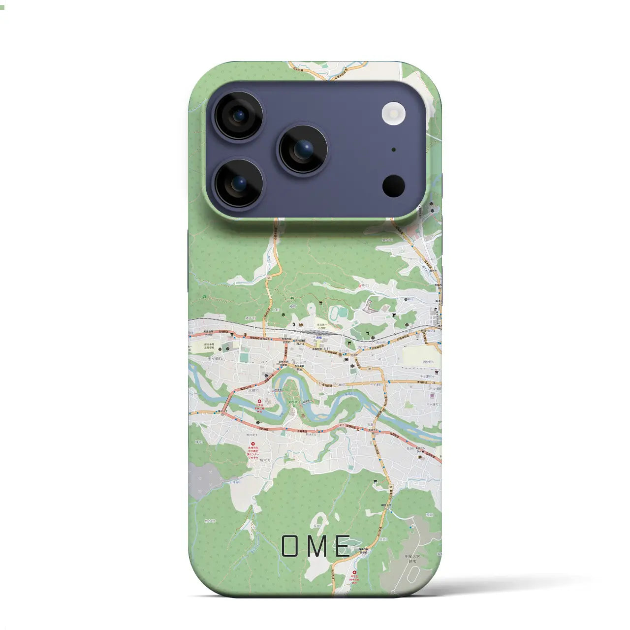 【青梅(東京都)】地図柄iPhoneケース(バックカバータイプ)ブラック・iPhone 17 Pro Max 用