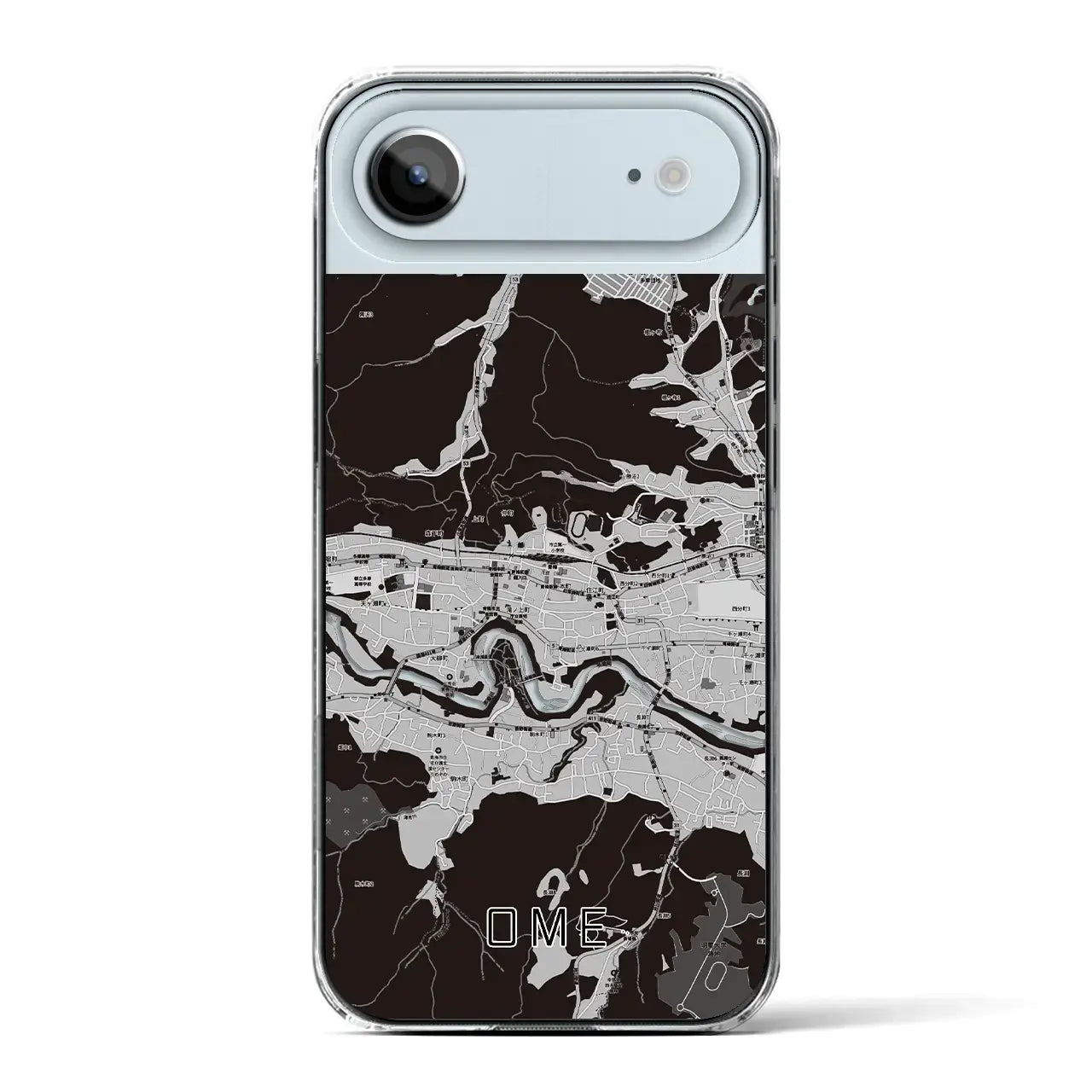 【青梅(東京都)】地図柄iPhoneケース(クリアタイプ)モノトーン・iPhone 17 Pro Max 用