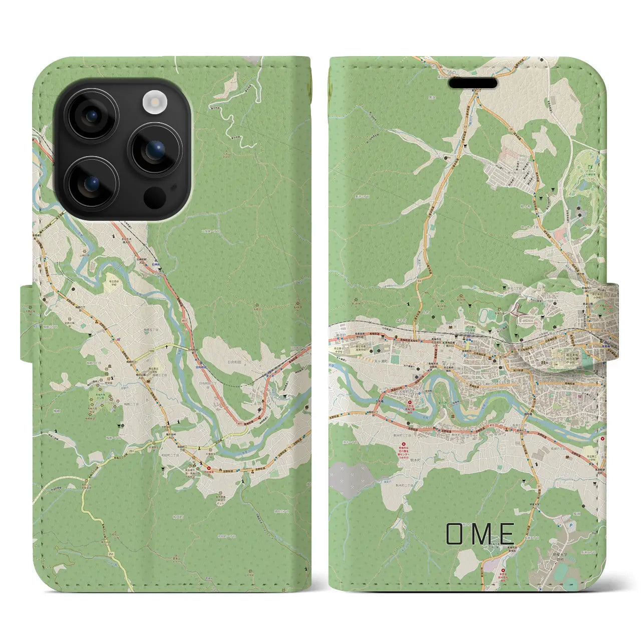 【青梅(東京都)】地図柄iPhoneケース(手帳タイプ)ナチュラル・iPhone 16 用