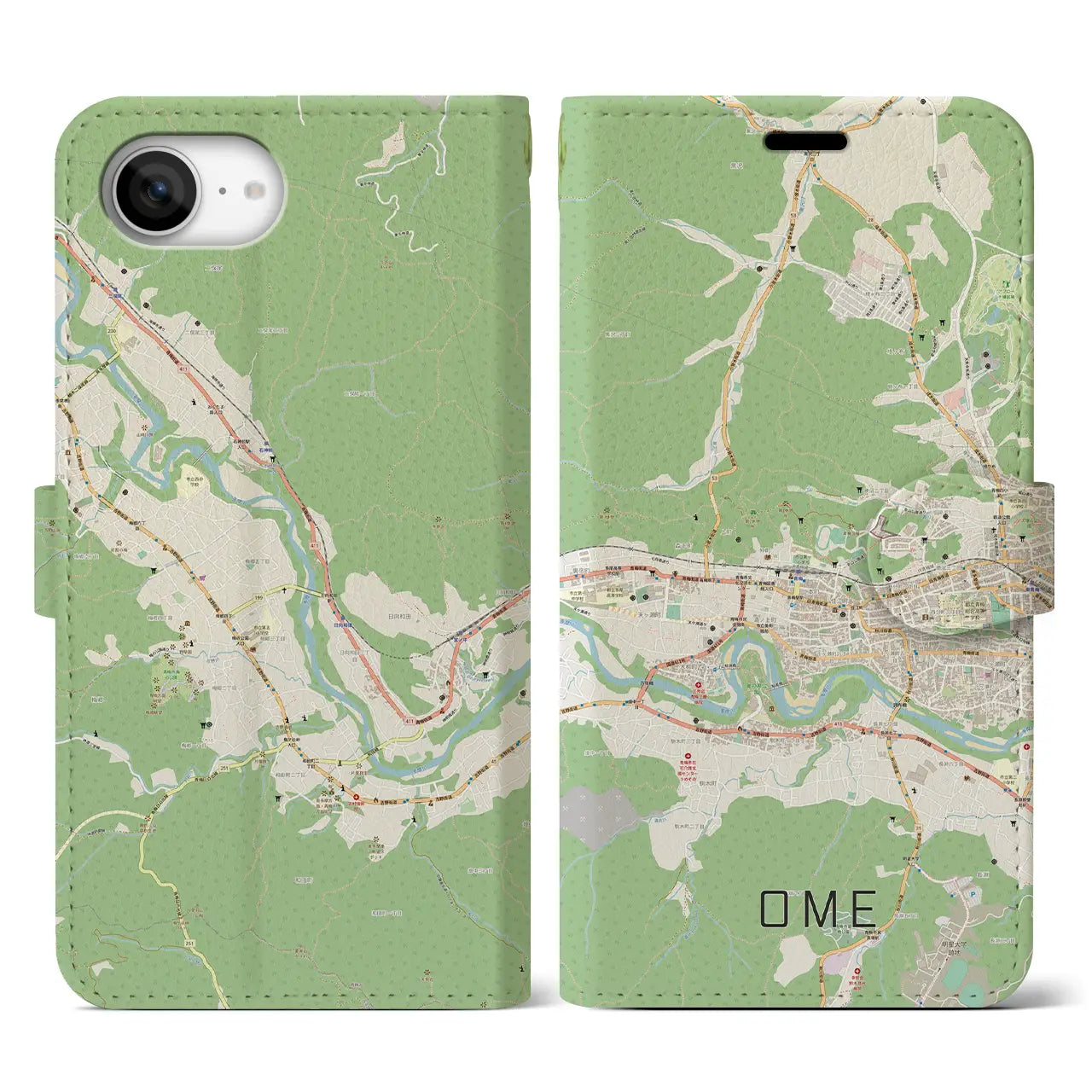 【青梅(東京都)】地図柄iPhoneケース(手帳タイプ)