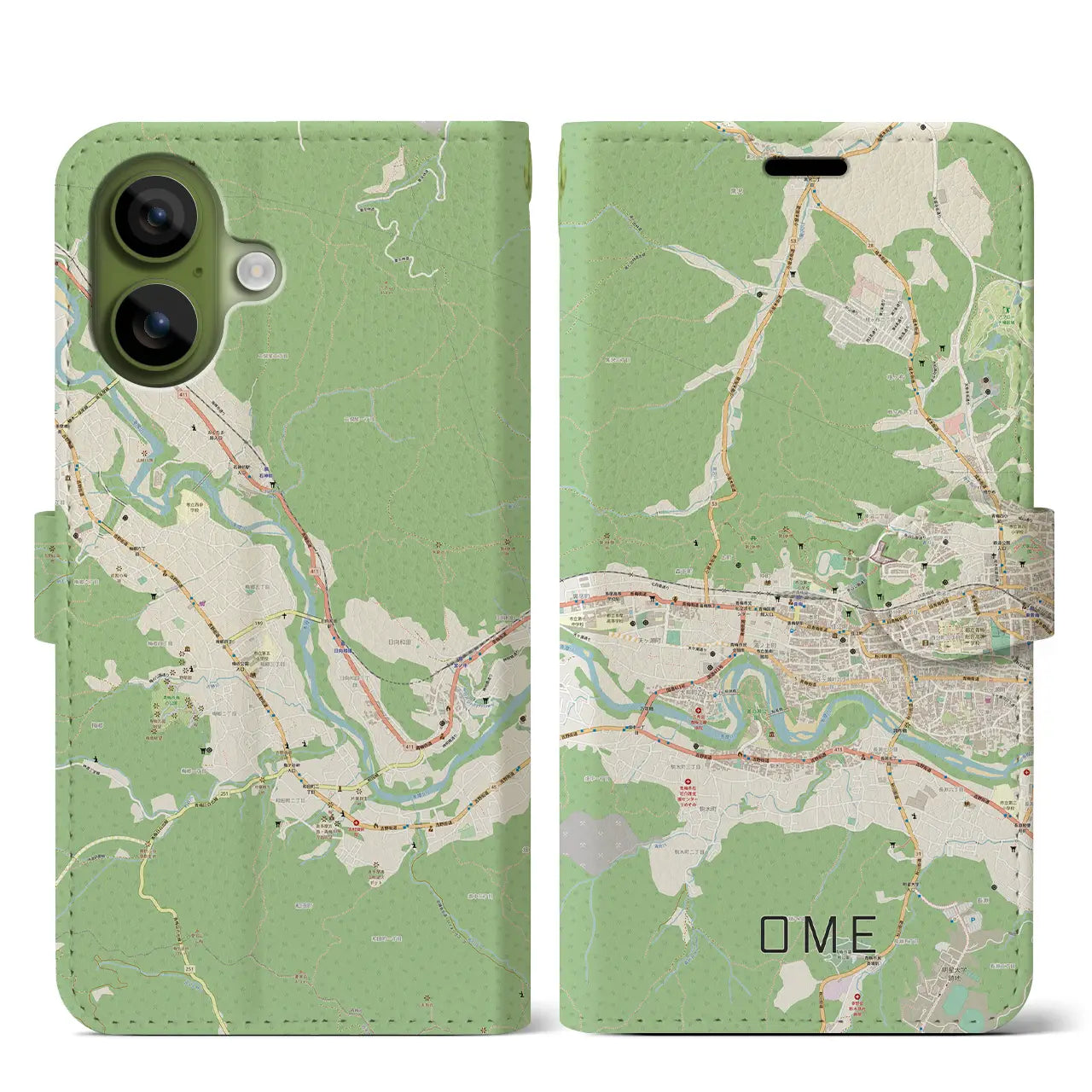 【青梅(東京都)】地図柄iPhoneケース(手帳タイプ)