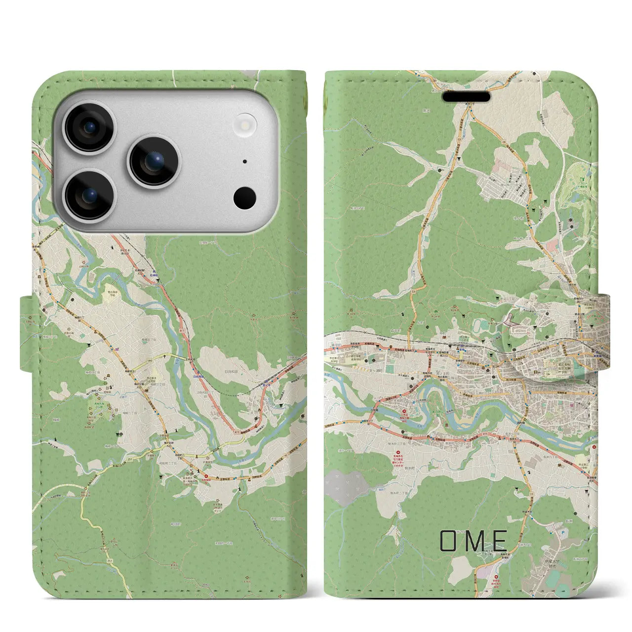 【青梅(東京都)】地図柄iPhoneケース(手帳タイプ)