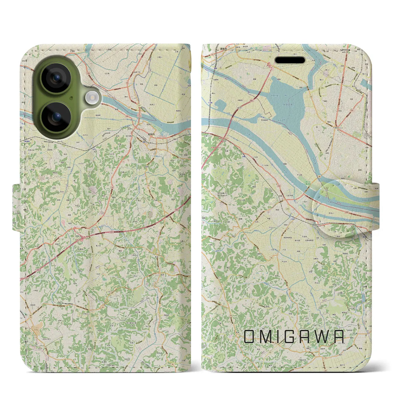 【小見川(千葉県)】地図柄iPhoneケース(手帳タイプ)