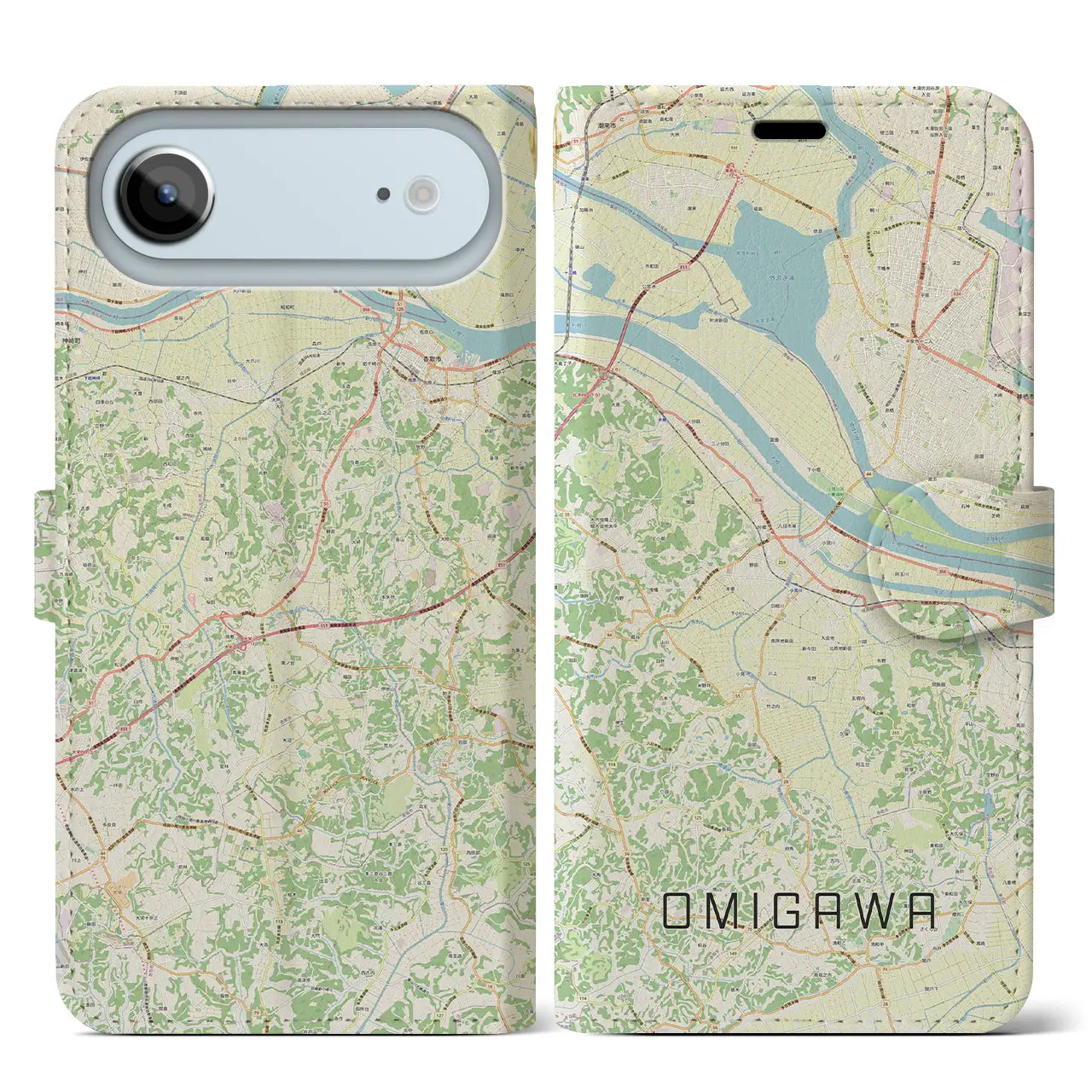 【小見川(千葉県)】地図柄iPhoneケース(手帳タイプ)