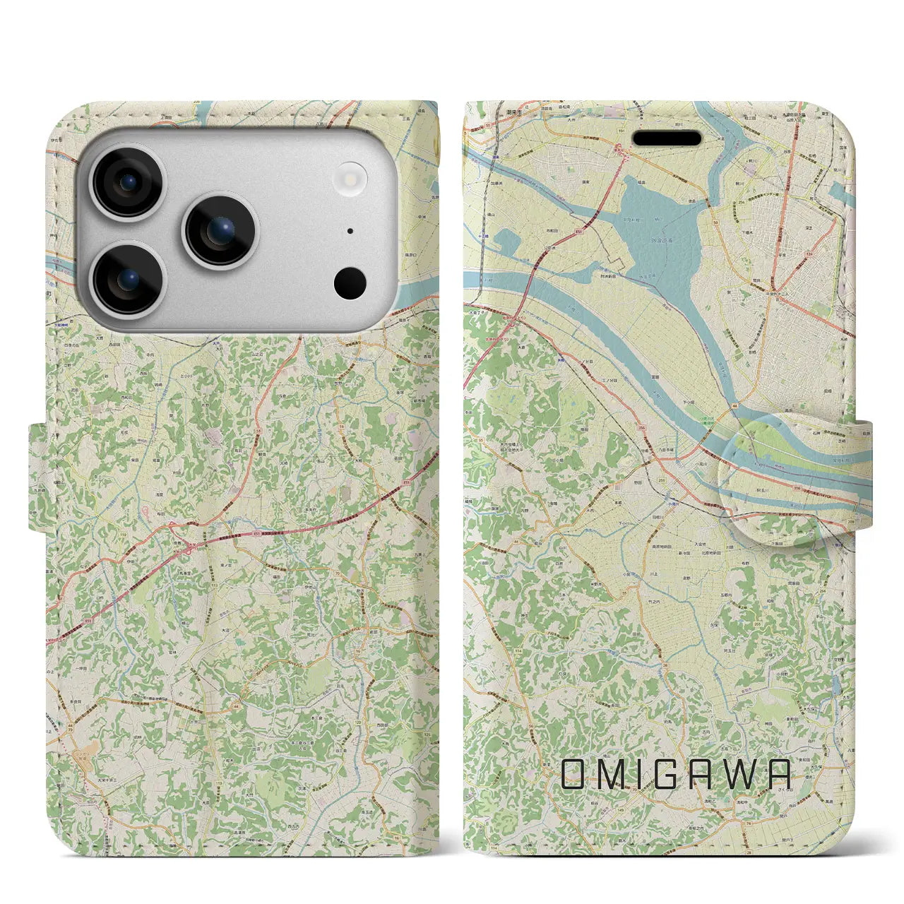 【小見川(千葉県)】地図柄iPhoneケース(手帳タイプ)