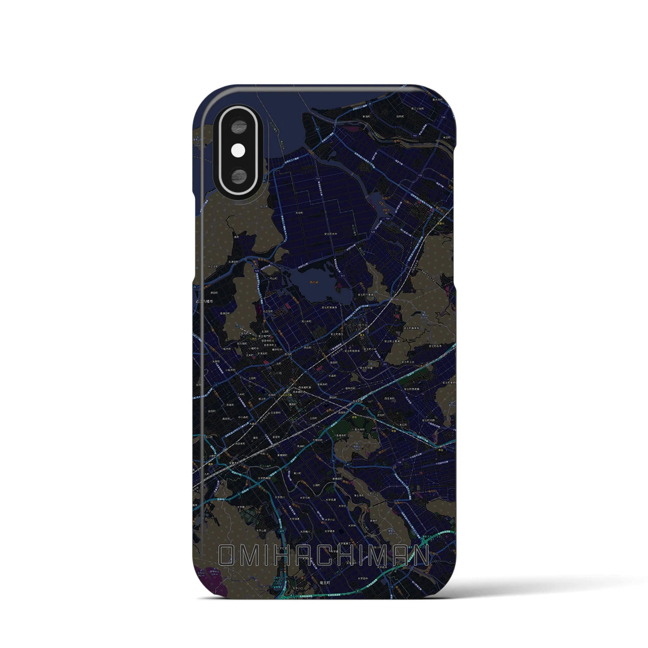 【近江八幡2(滋賀県)】地図柄iPhoneケース(バックカバータイプ)
