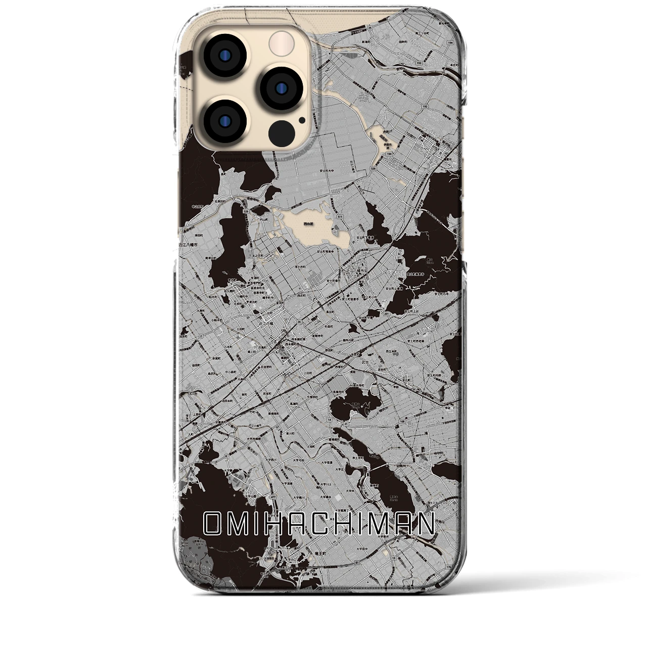 【近江八幡2(滋賀県)】地図柄iPhoneケース(クリアタイプ)