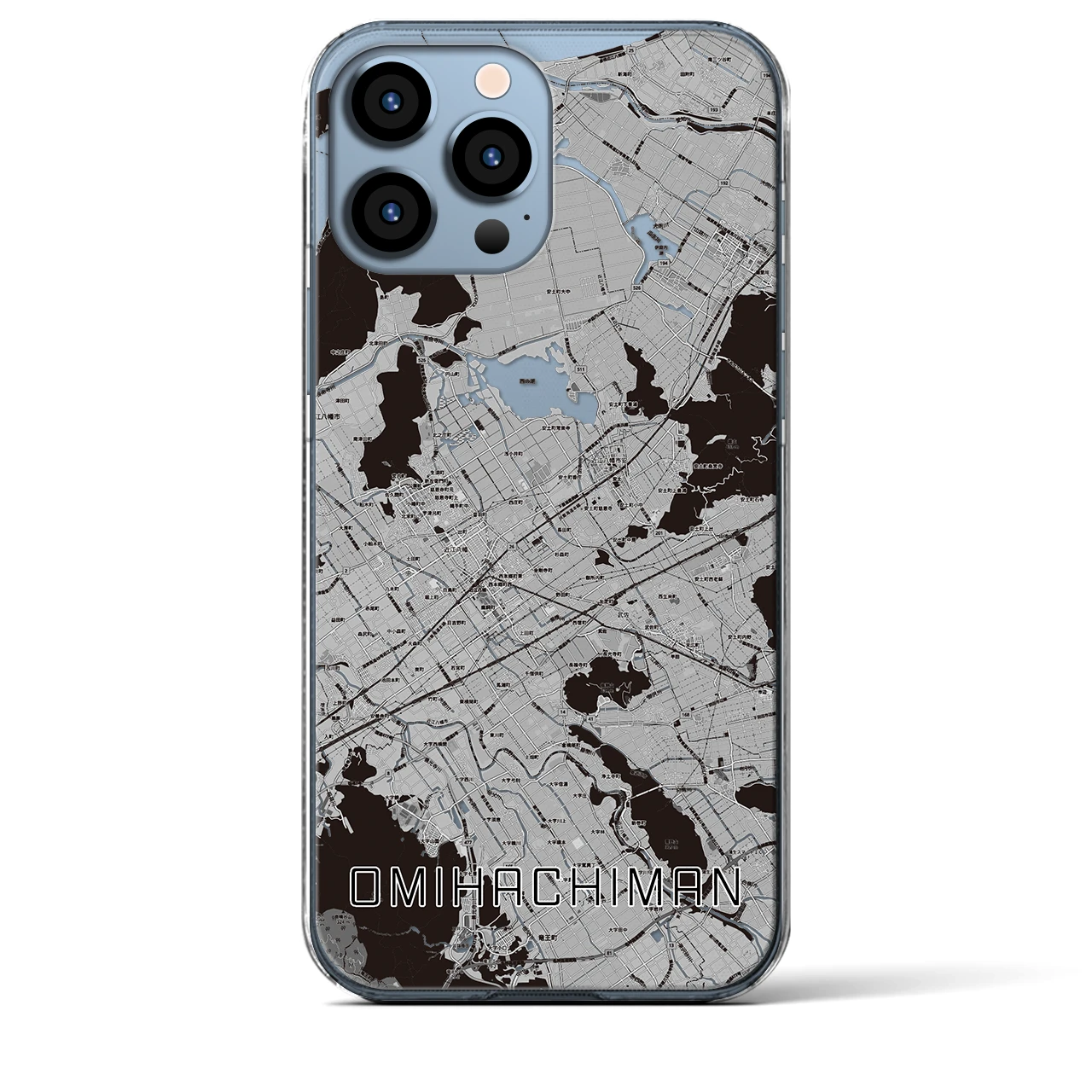 【近江八幡2(滋賀県)】地図柄iPhoneケース(クリアタイプ)