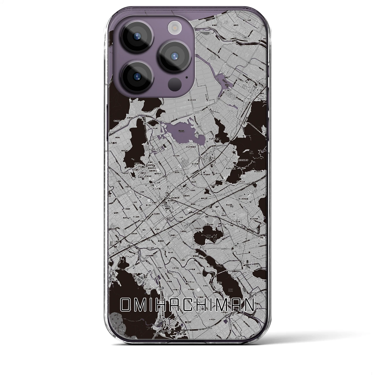 【近江八幡2(滋賀県)】地図柄iPhoneケース(クリアタイプ)