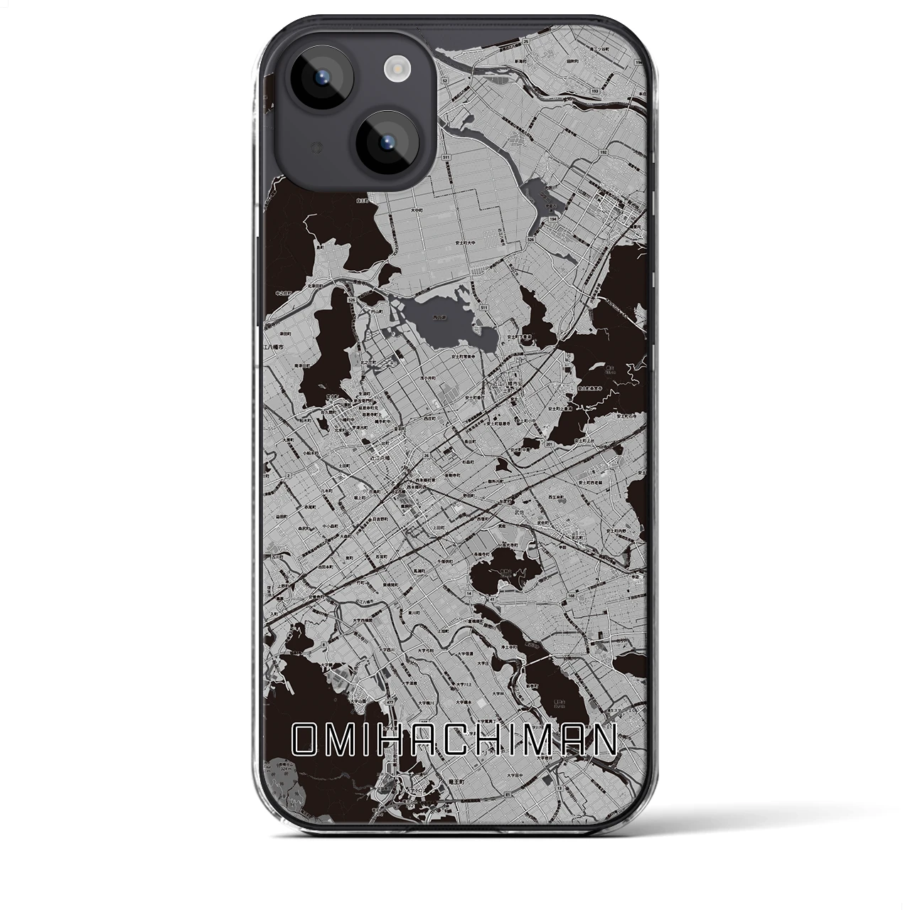 【近江八幡2(滋賀県)】地図柄iPhoneケース(クリアタイプ)