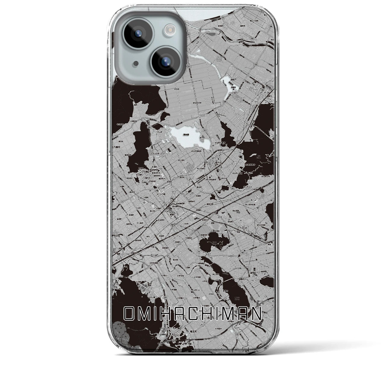 【近江八幡2(滋賀県)】地図柄iPhoneケース(クリアタイプ)