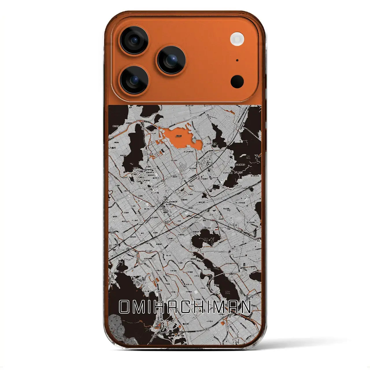 【近江八幡2(滋賀県)】地図柄iPhoneケース(クリアタイプ)モノトーン・iPhone 17 Pro Max 用