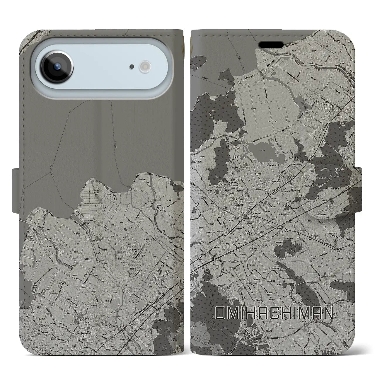 【近江八幡2(滋賀県)】地図柄iPhoneケース(手帳タイプ)