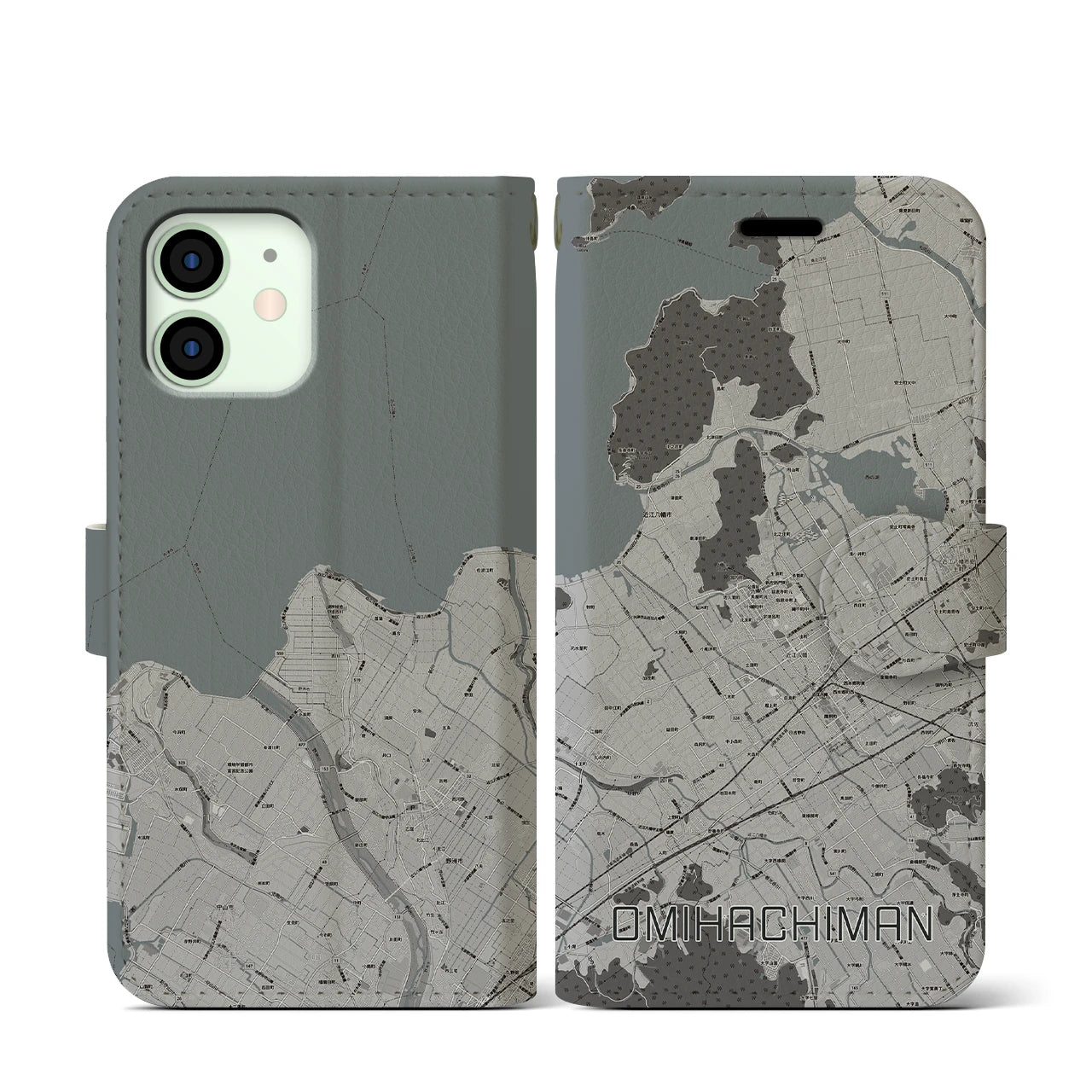 【近江八幡(滋賀県)】地図柄iPhoneケース(手帳タイプ)