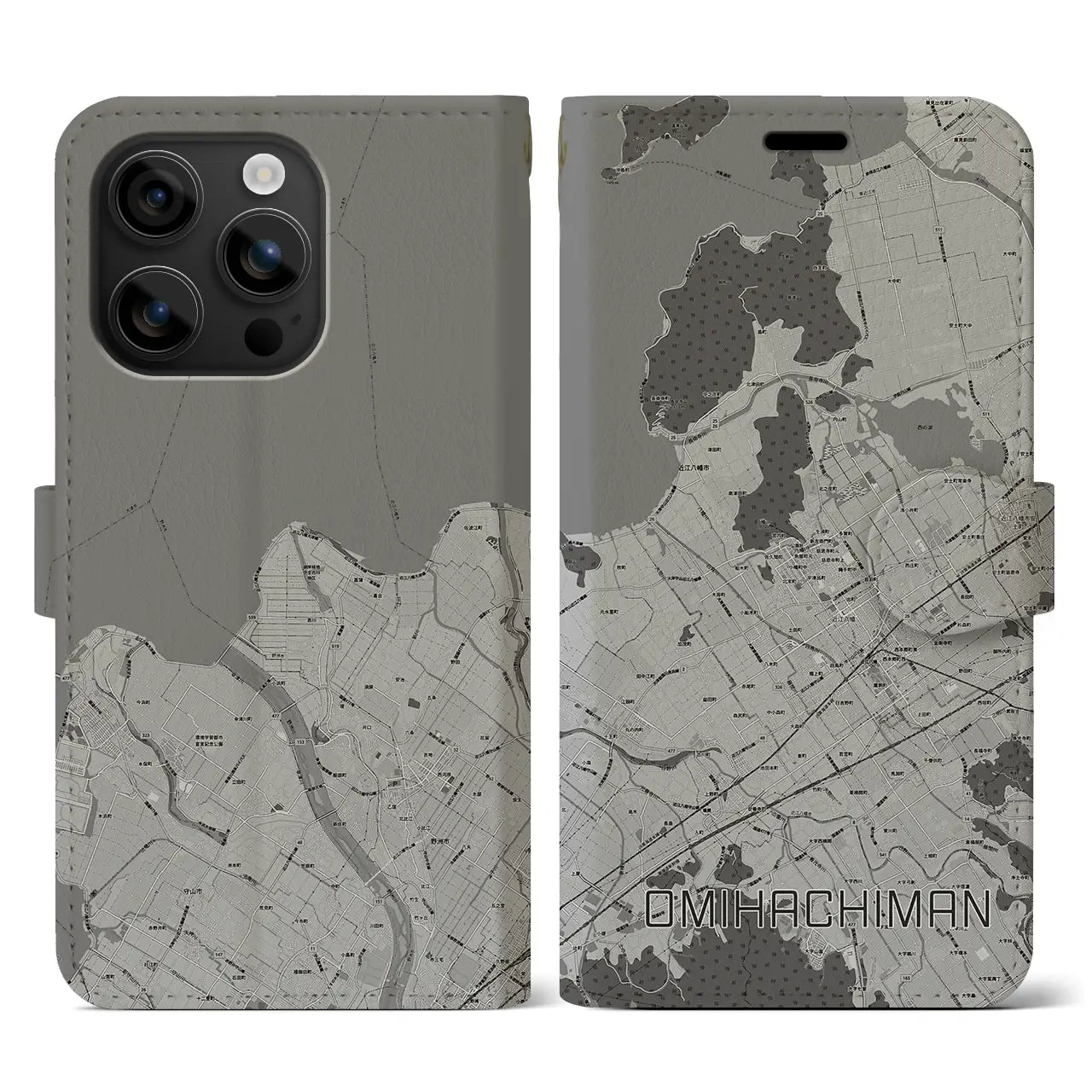 【近江八幡(滋賀県)】地図柄iPhoneケース(手帳タイプ)