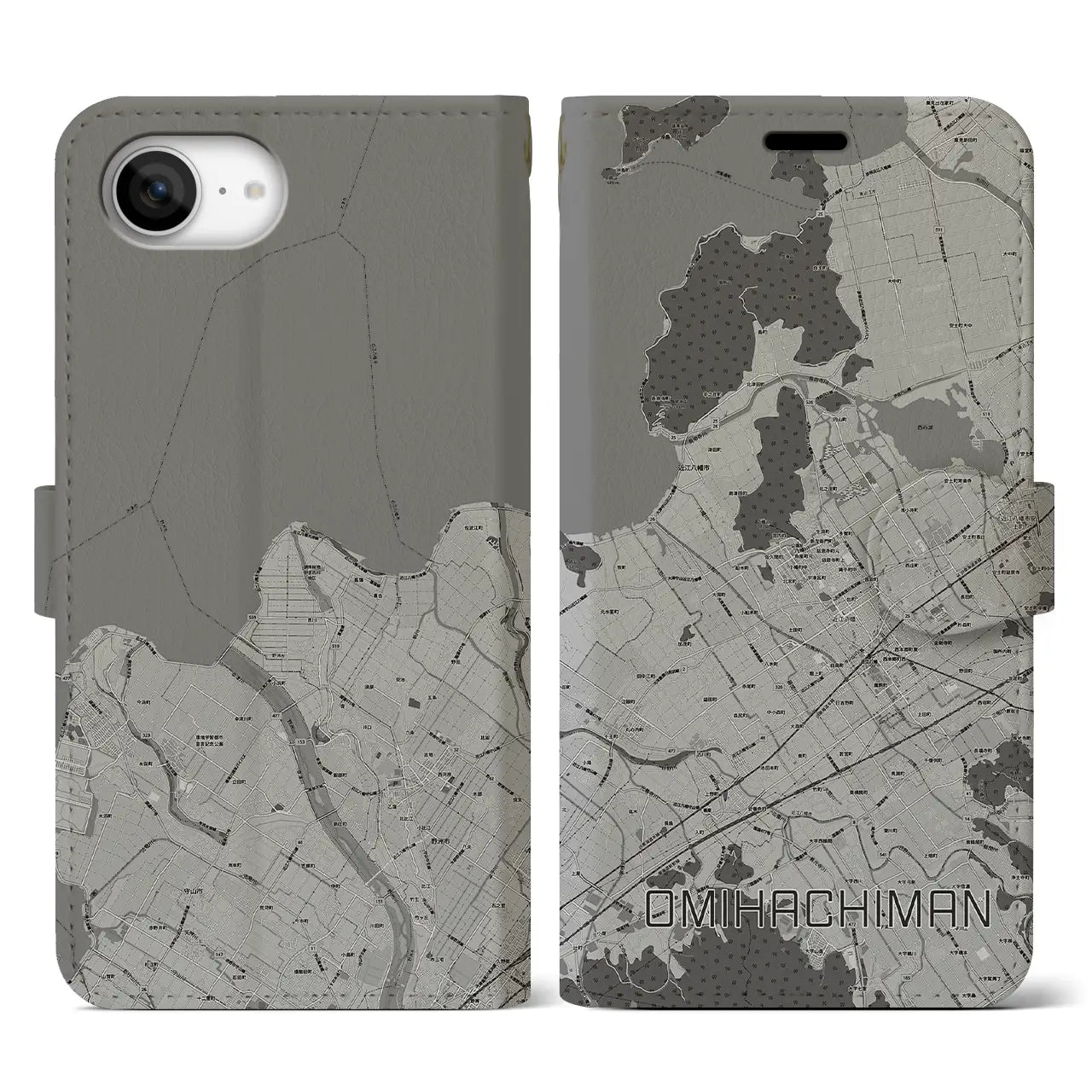 【近江八幡(滋賀県)】地図柄iPhoneケース(手帳タイプ)