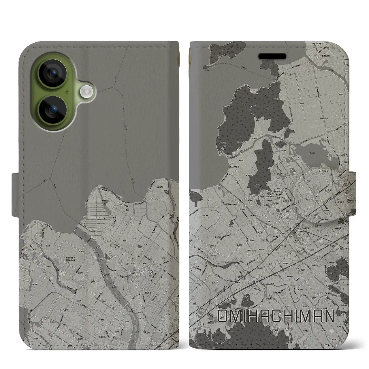 【近江八幡(滋賀県)】地図柄iPhoneケース(手帳タイプ)