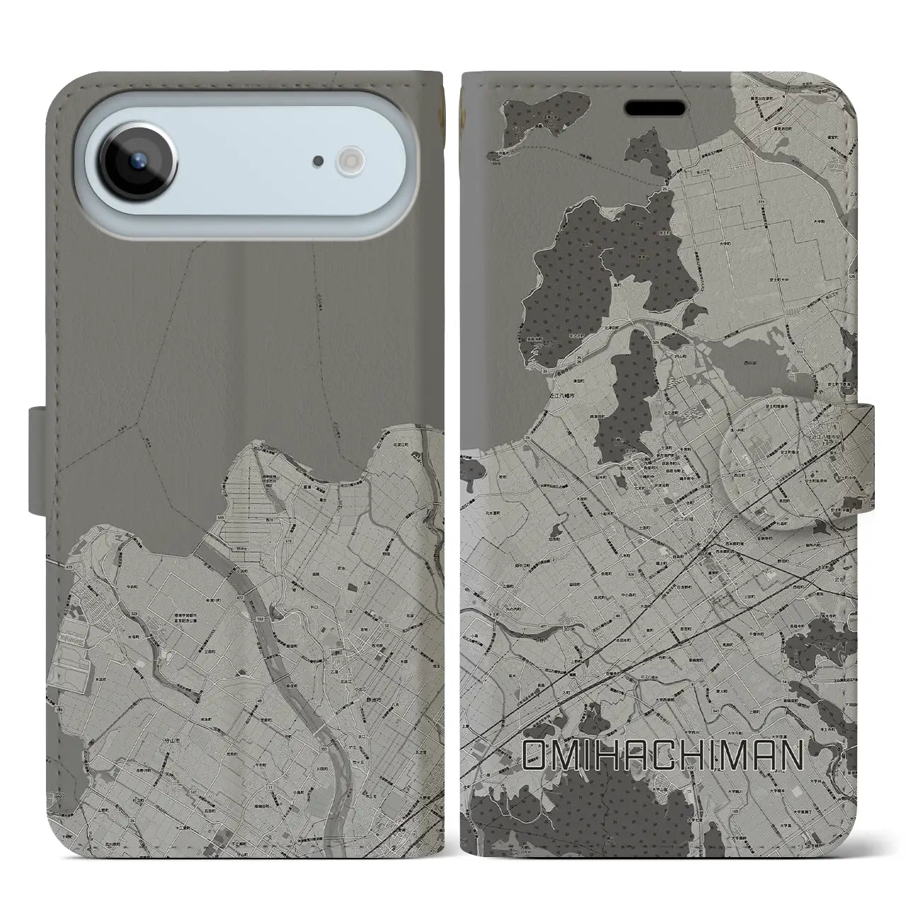 【近江八幡(滋賀県)】地図柄iPhoneケース(手帳タイプ)